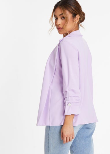 Quiz Lilac Petite Ruched Sleeve Tailored Blazer