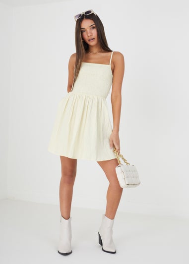 Brave Soul Cream Cotton Seersucker Mini Dress