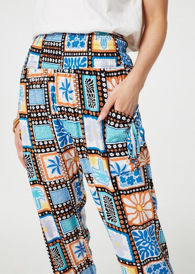 Izabel London Black Mosaic Print High Waist Harem Pants