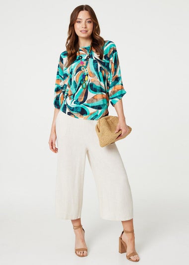 Izabel London Green Printed Oversized Top with Necklace