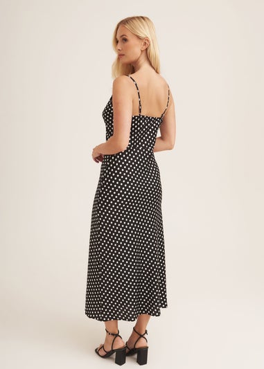 Gini London Black Polka Dot Cami Cowl Midi Dress