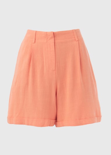 Et Vous Coral Linen Shorts