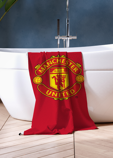 Manchester United FC Stripe Velour Printed Towel