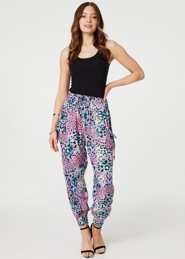 Izabel London Pink Animal Print High Waist Harem Pants