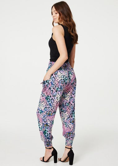 Izabel London Pink Animal Print High Waist Harem Pants