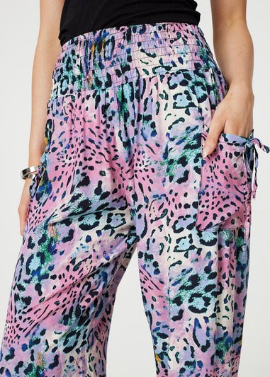 Izabel London Pink Animal Print High Waist Harem Pants