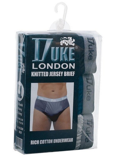 Duke Black/Grey London Kingsize Cotton Jersey Briefs (Pack of 3)