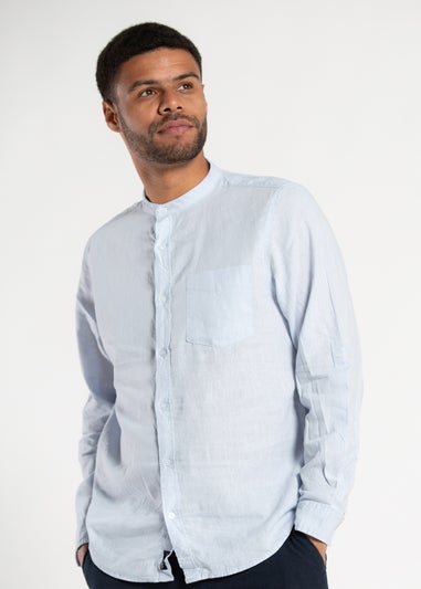 Tokyo Laundry Blue Long Sleeve Linen Blend Shirt