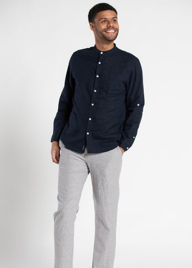 Tokyo Laundry Navy Long Sleeve Linen Blend Shirt