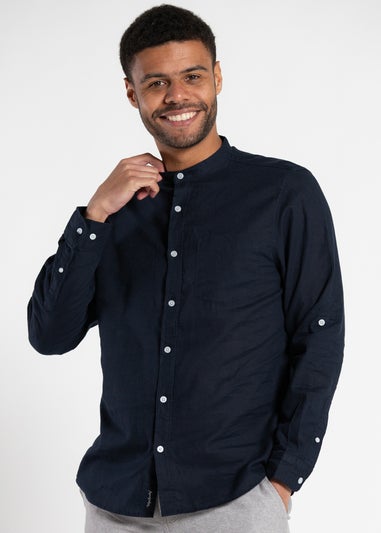 Tokyo Laundry Navy Long Sleeve Linen Blend Shirt