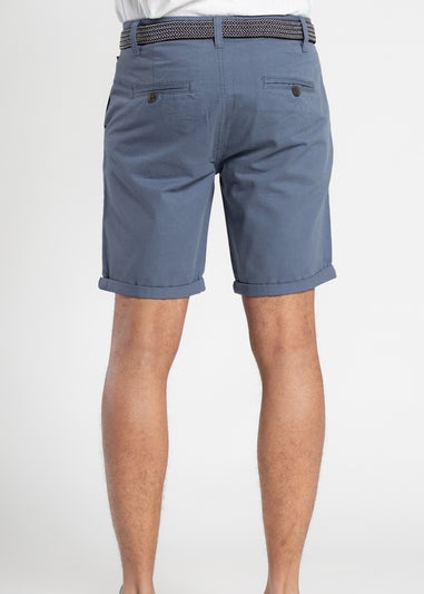 Tokyo Laundry Blue Cotton Belted Chino Shorts