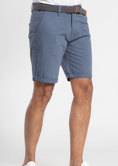 Tokyo Laundry Blue Cotton Belted Chino Shorts