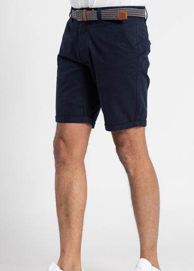 Tokyo Laundry Navy Cotton Belted Chino Shorts