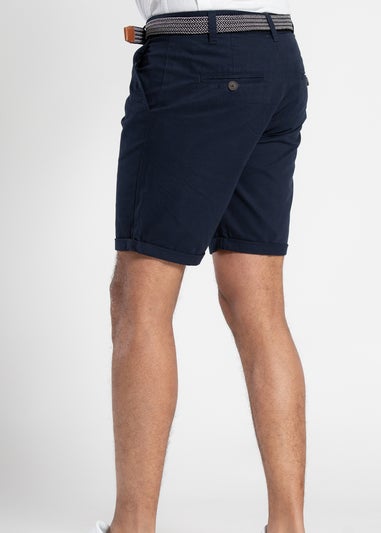 Tokyo Laundry Navy Cotton Belted Chino Shorts