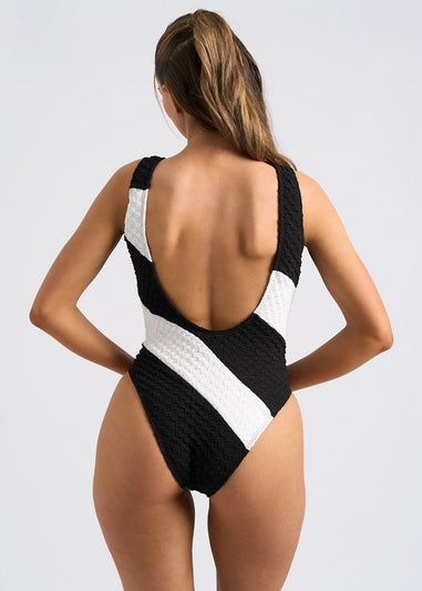Urban Bliss Black Bubble Texture Striped Swimsuit