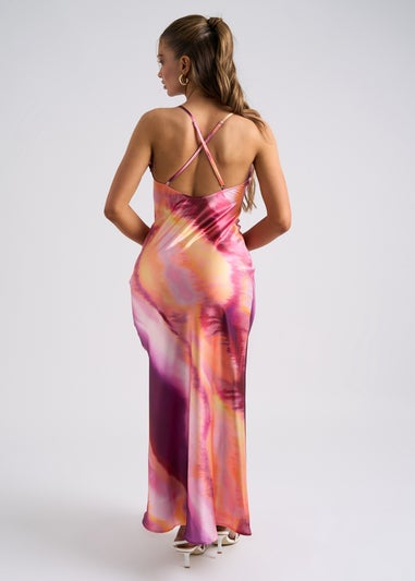 Urban Bliss Pink Tie Dye Cross Back Slip Dress