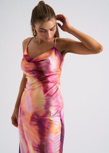 Urban Bliss Pink Tie Dye Cross Back Slip Dress