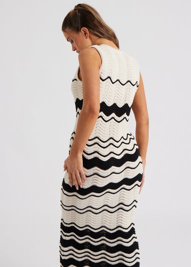 Urban Bliss Cream Zig Zag Pointelle Midaxi Dress