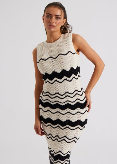 Urban Bliss Cream Zig Zag Pointelle Midaxi Dress