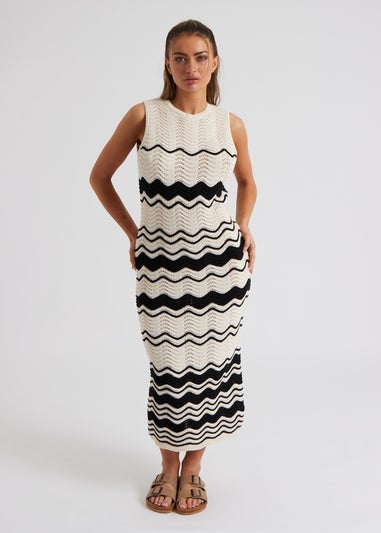 Urban Bliss Cream Zig Zag Pointelle Midaxi Dress