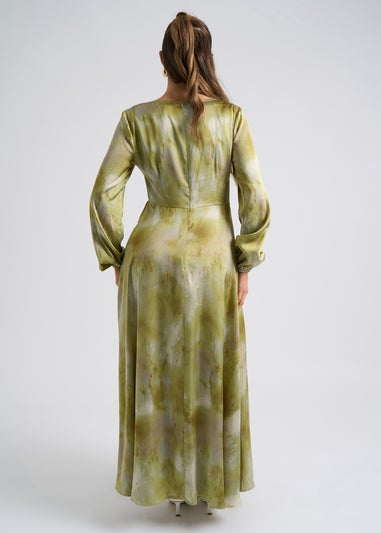 Urban Bliss Green Tie Dye Ruffle Seam Smock Dress