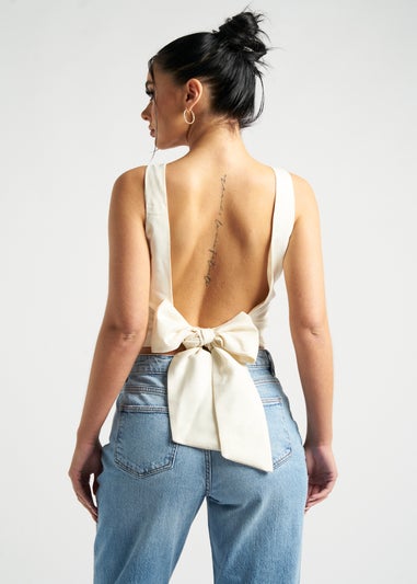 Urban Bliss Cream Satin Tie Back Top