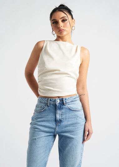 Urban Bliss Cream Satin Tie Back Top