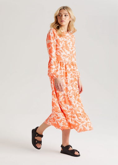 Urban Bliss Orange Floral Smock Dress