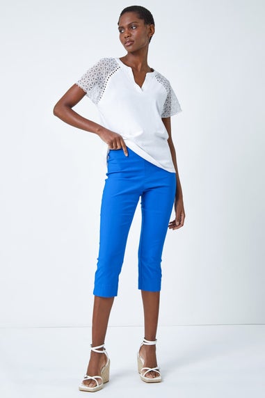 Roman Blue Cropped Stretch Trouser