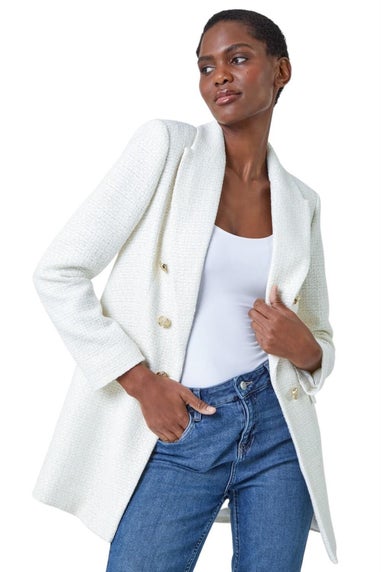 Roman Ivory Tailored Longline Boucle Jacket