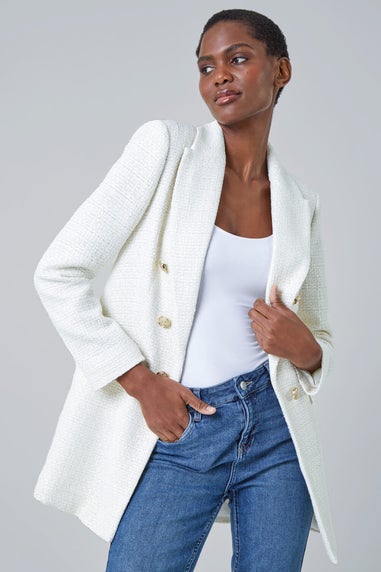 Roman Ivory Tailored Longline Boucle Jacket