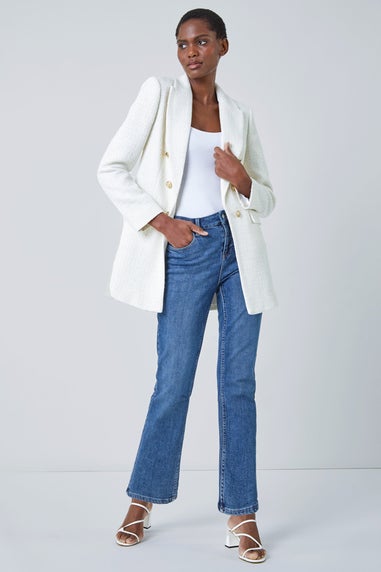 Roman Ivory Tailored Longline Boucle Jacket