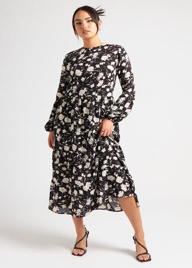 Urban Bliss Black Floral Smock Dress