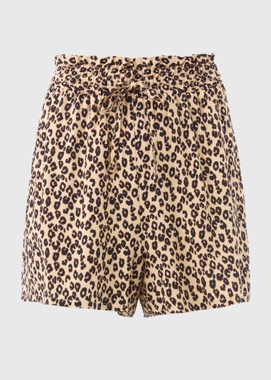 Brown Leopard Print Shorts