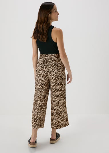 Brown Leopard Print Wide Leg Trousers