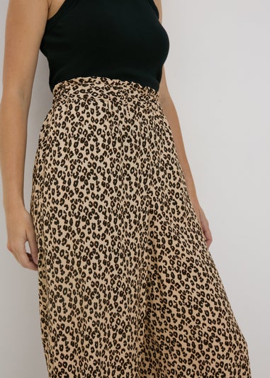 Brown Leopard Print Wide Leg Trousers