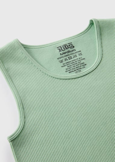 Girls Green Seamless Ribbed Top (7-15yrs)