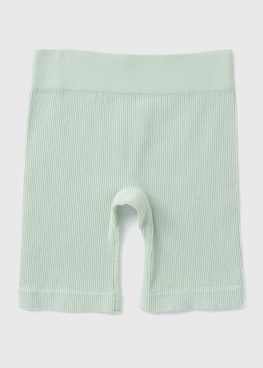 Girls Green Seamless Ribbed Shorts (7-15yrs)