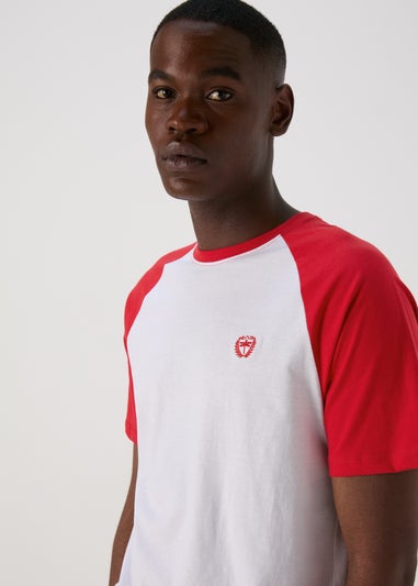 White Red Raglan Sleeve T-Shirt