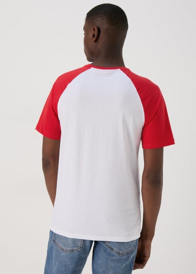 White Red Raglan Sleeve T-Shirt