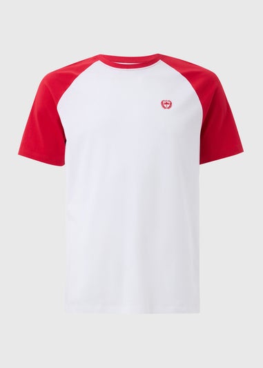 White Red Raglan Sleeve T-Shirt