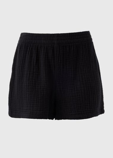 Black Cloth Beach Shorts