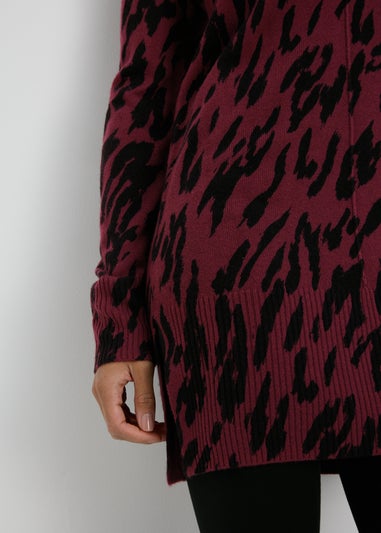 Burgundy Leopard Print Knitted Tunic