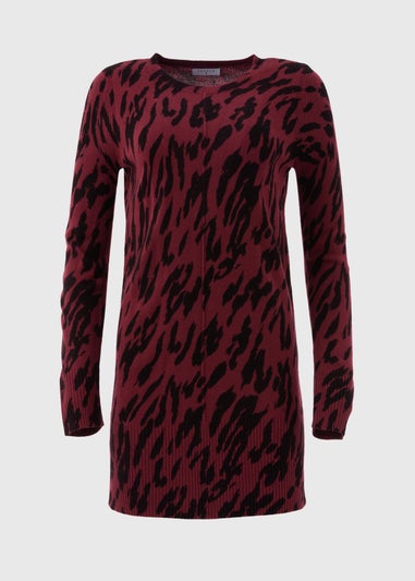 Burgundy Leopard Print Knitted Tunic