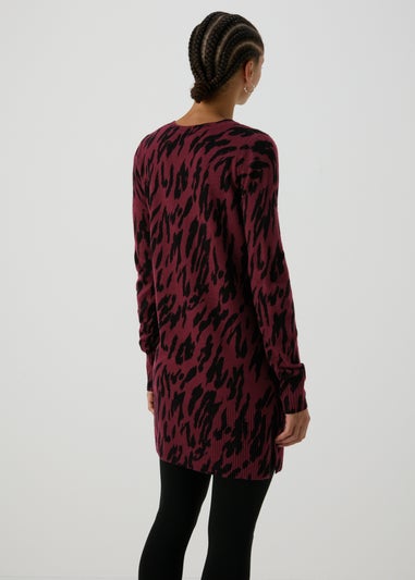 Burgundy Leopard Print Knitted Tunic