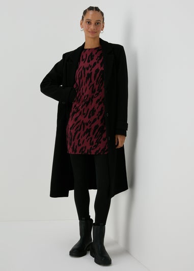 Burgundy Leopard Print Knitted Tunic