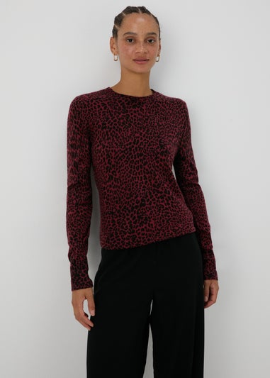 Burgundy Leopard Print Jumper