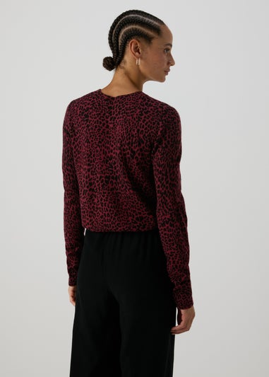 Burgundy Leopard Print Jumper