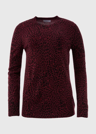 Burgundy Leopard Print Jumper