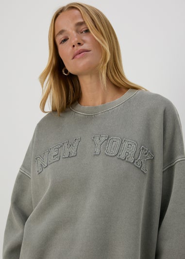 Green Acid Wash New York Sweatshirt